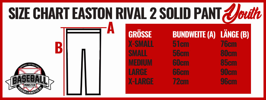 Size Chart Easton Baseballpant Rival 2 Solid